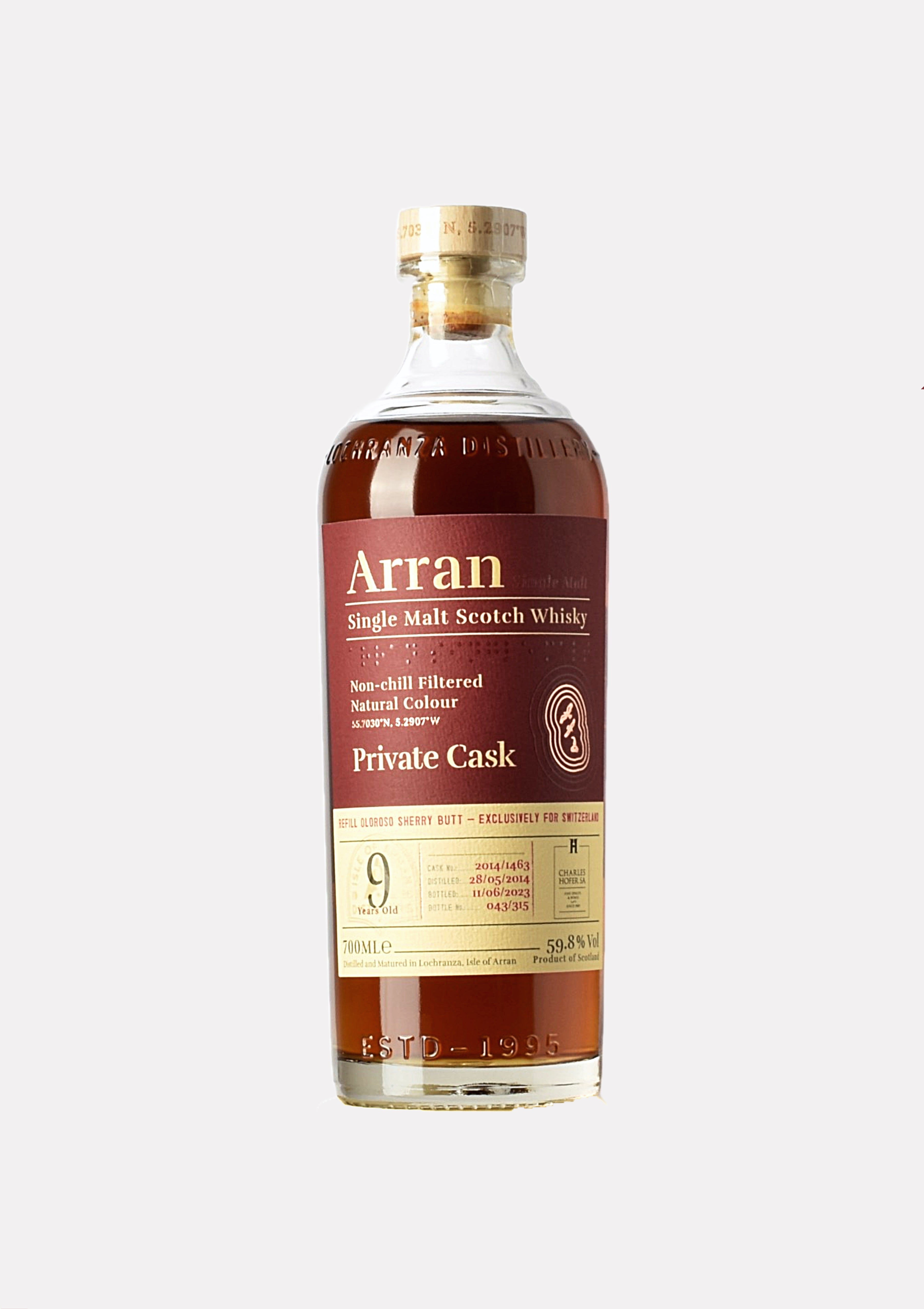 Arran Private Cask 9年 700ml Arran 2014- 2023 9 Jahre Private Cask