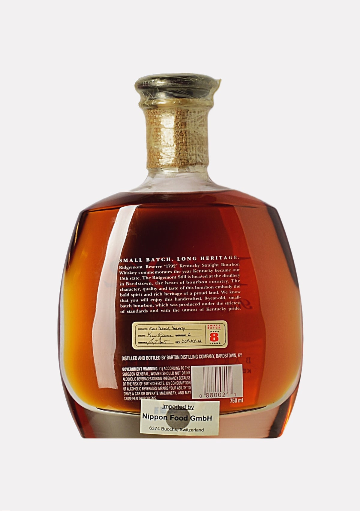 1792 Ridgemont Reserve Barrel Select Kentucky Straight Bourbon Whiskey 8 Jahre