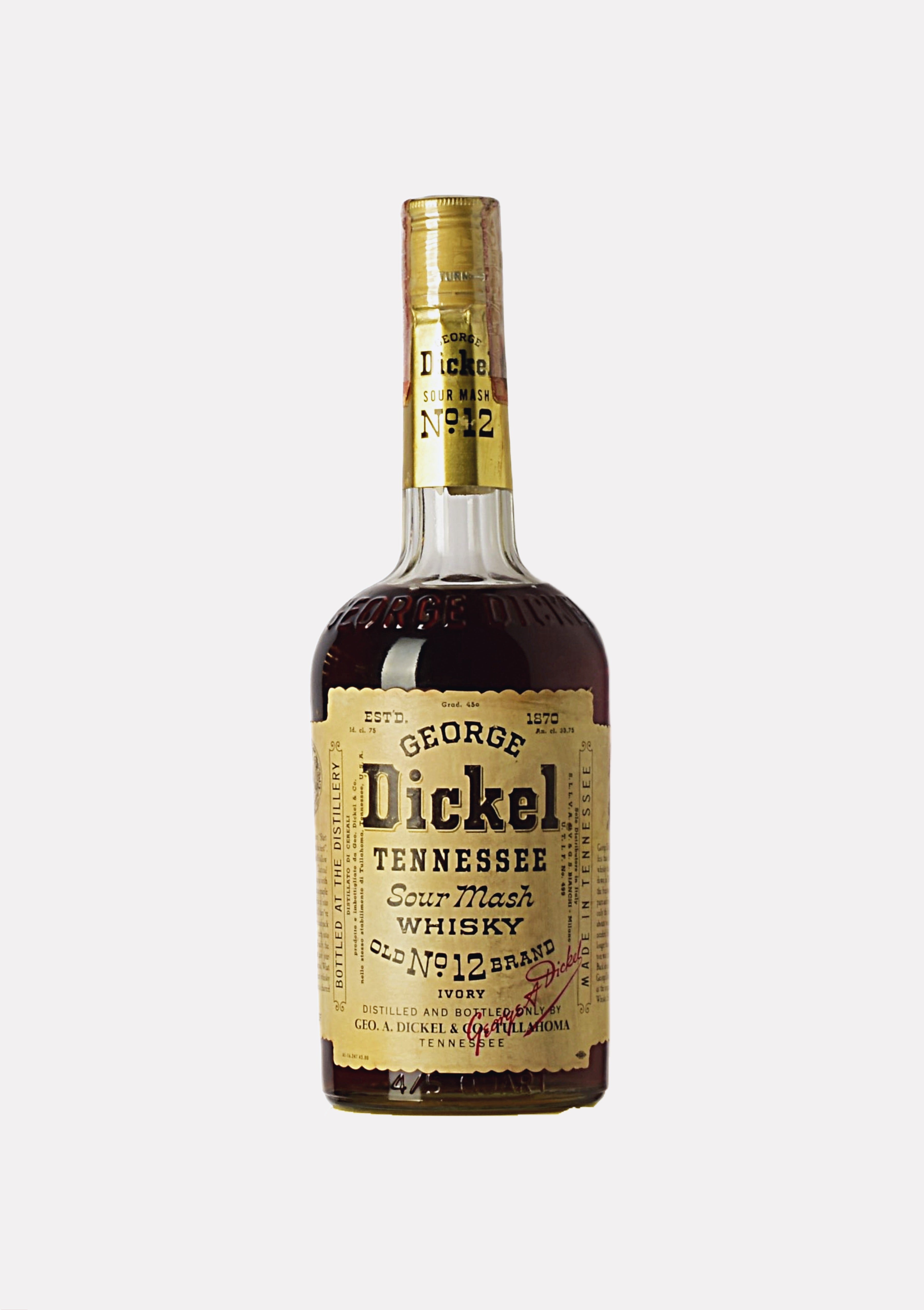 George Dickel Tennessee Sour Mash Whisky Old No. 12 Brand