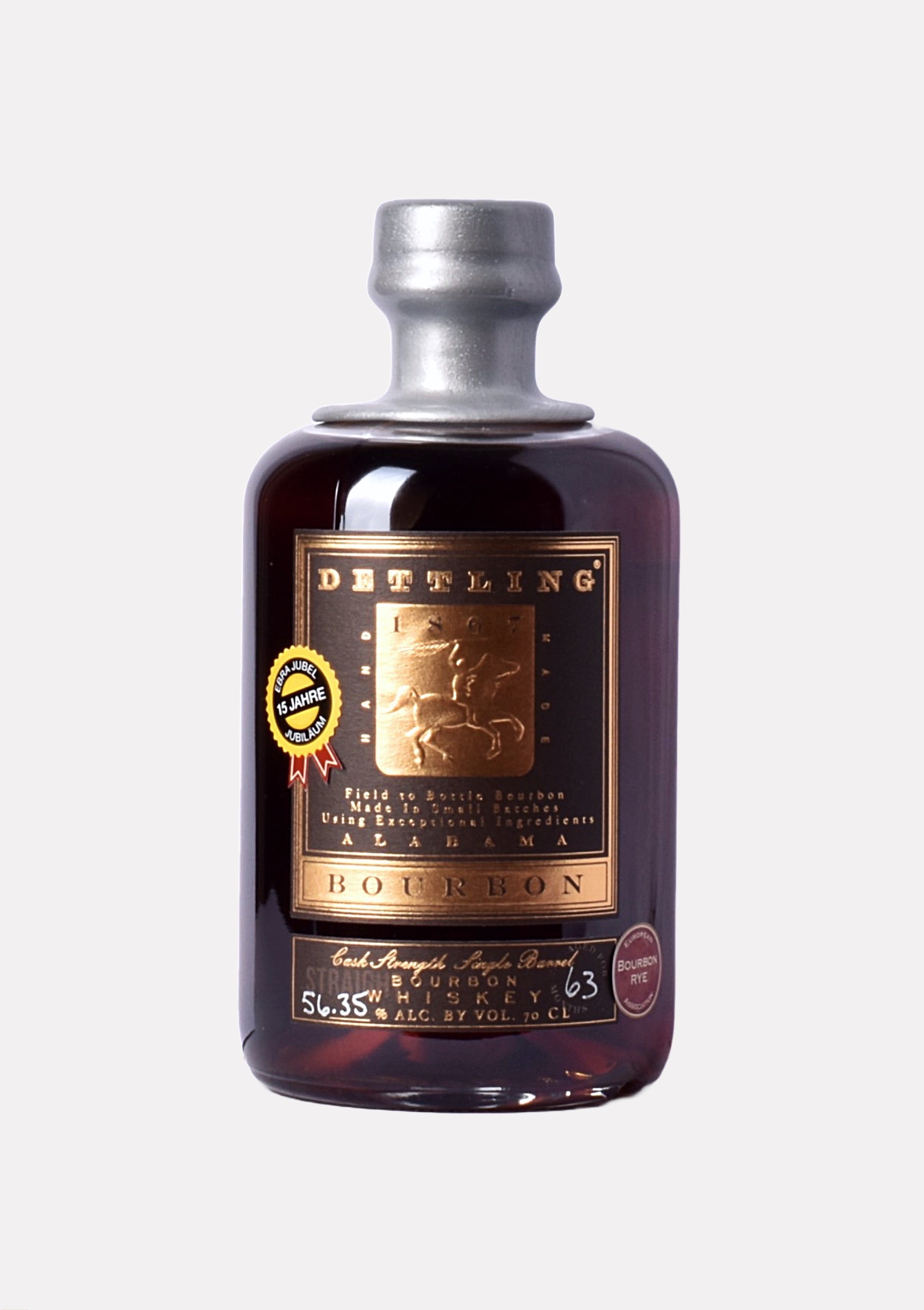 Dettling Alabama Single Barrel Bourbon Whiskey Aged for 63 Months